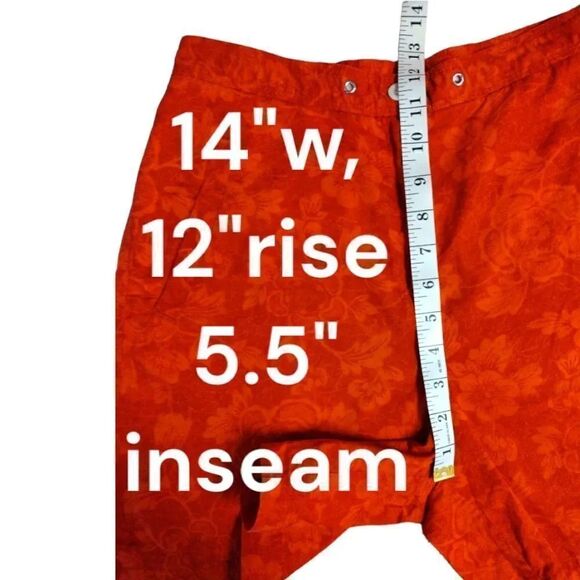 VTG Lauren Ralph Lauren Red Tropical High Rise Cotton Shorts Size 6 - Picture 11 of 11